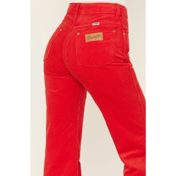 Wrangler | Wanderer High Rise Flare Red Cords Wide Bootcut Bell Bottom Jeans - Picture 16 of 16